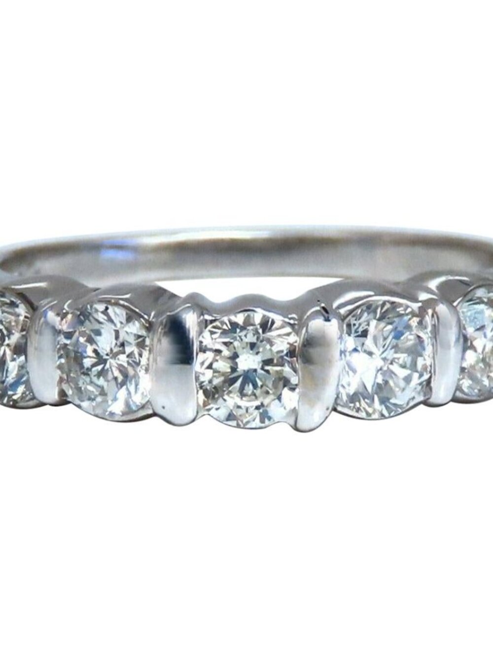 1.02ct Natural Round Diamonds Channel Band Platinum Ring*